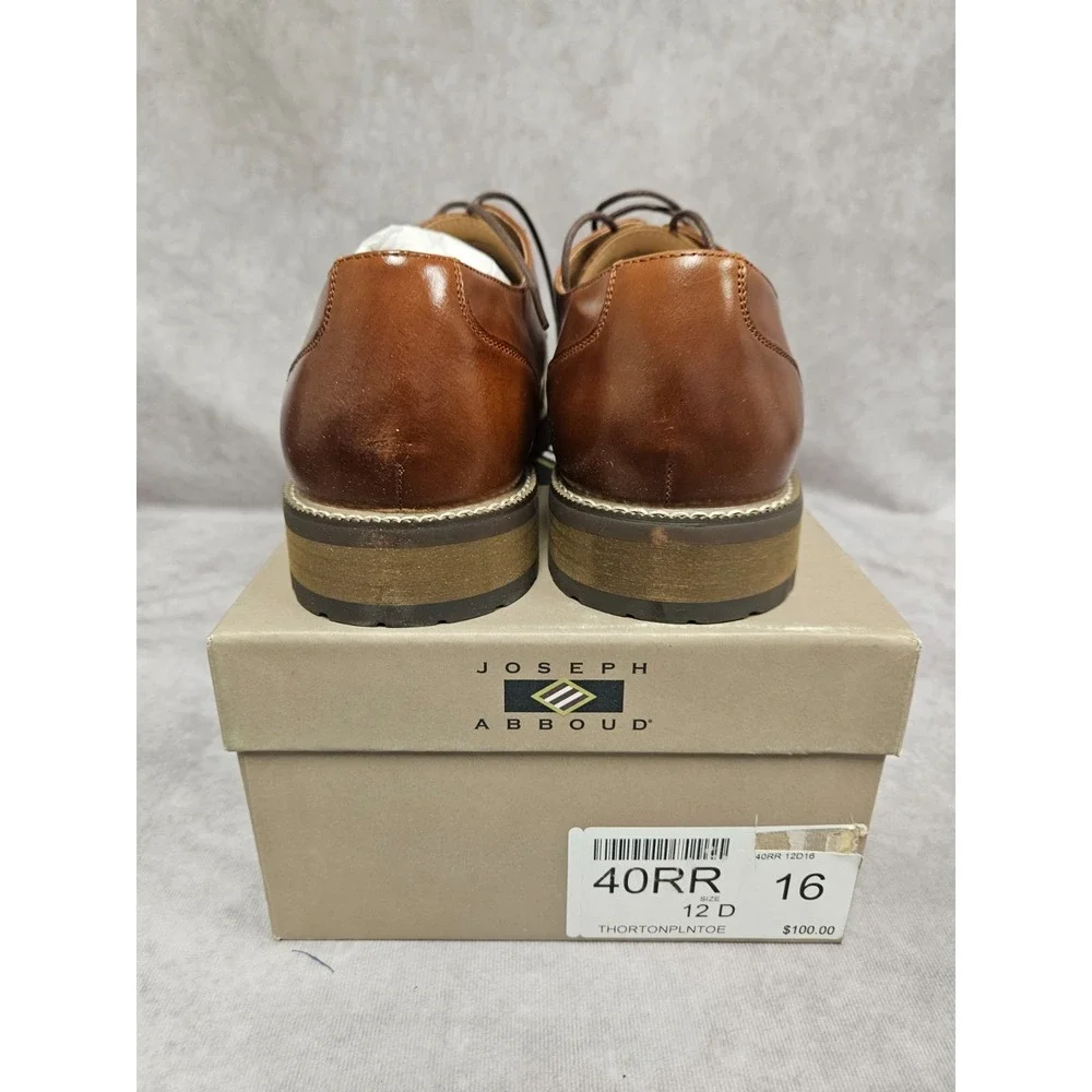 Joseph Abboud Mens Thorton Plain Toe Tan Oxford SIze 12D New